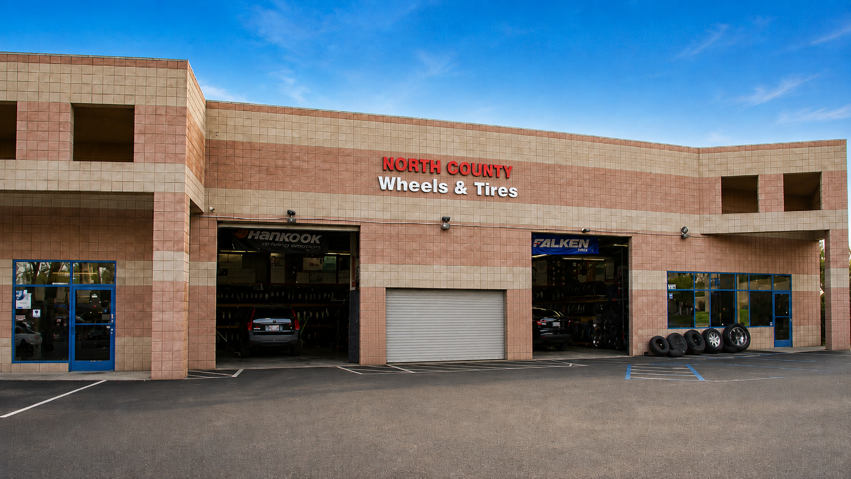 North County Wheels & Tires storefront and service bays in Escondido, CA